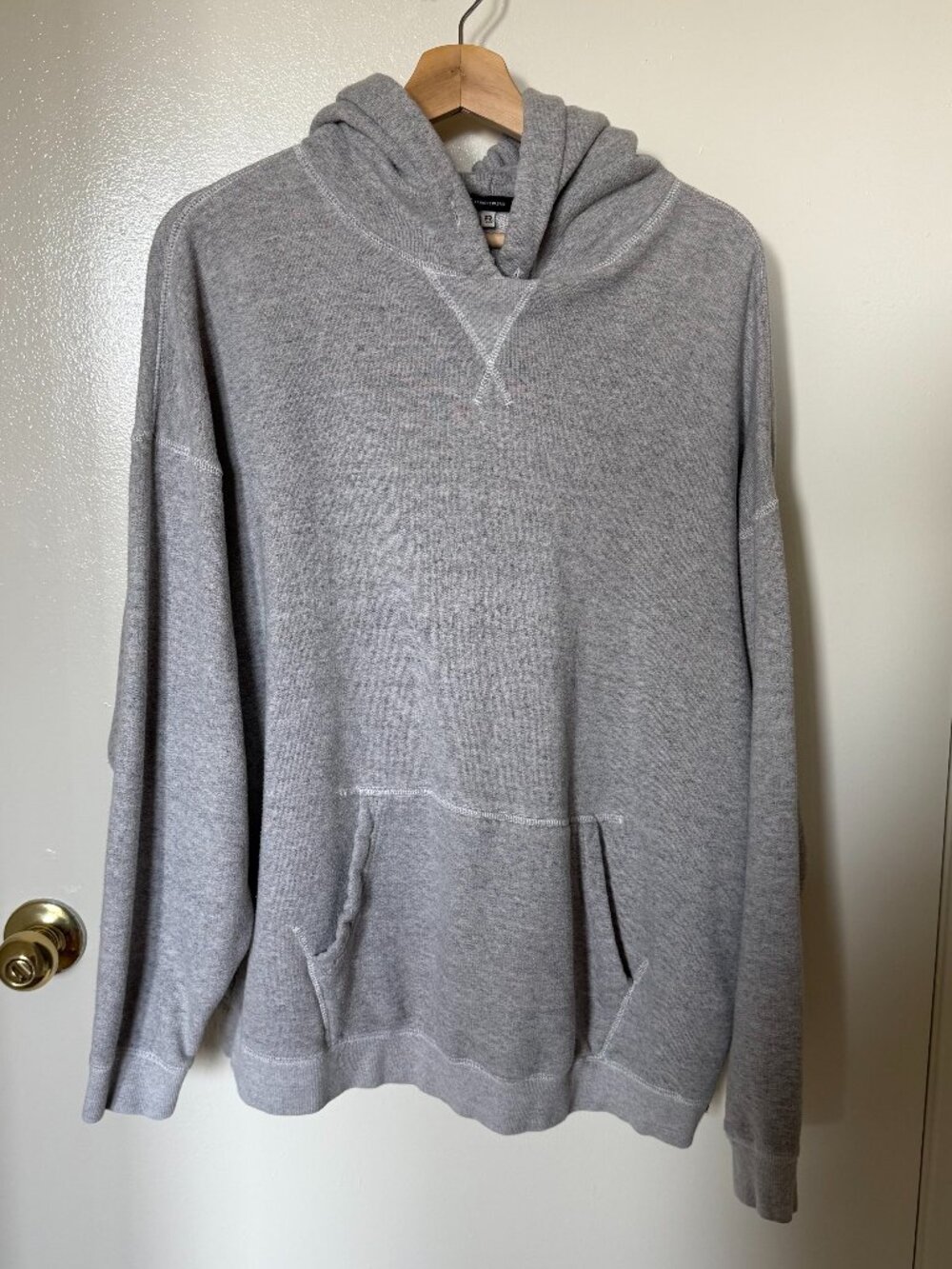 R13 Japanese Fabric French Terry Gathered Hood Oversized Hoodie Heather Gray L